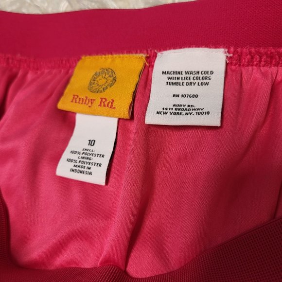 Ruby Rd. Women's Elastic waist Skirt, Pink Red Orange, Size 10 - Picture 4 of 8